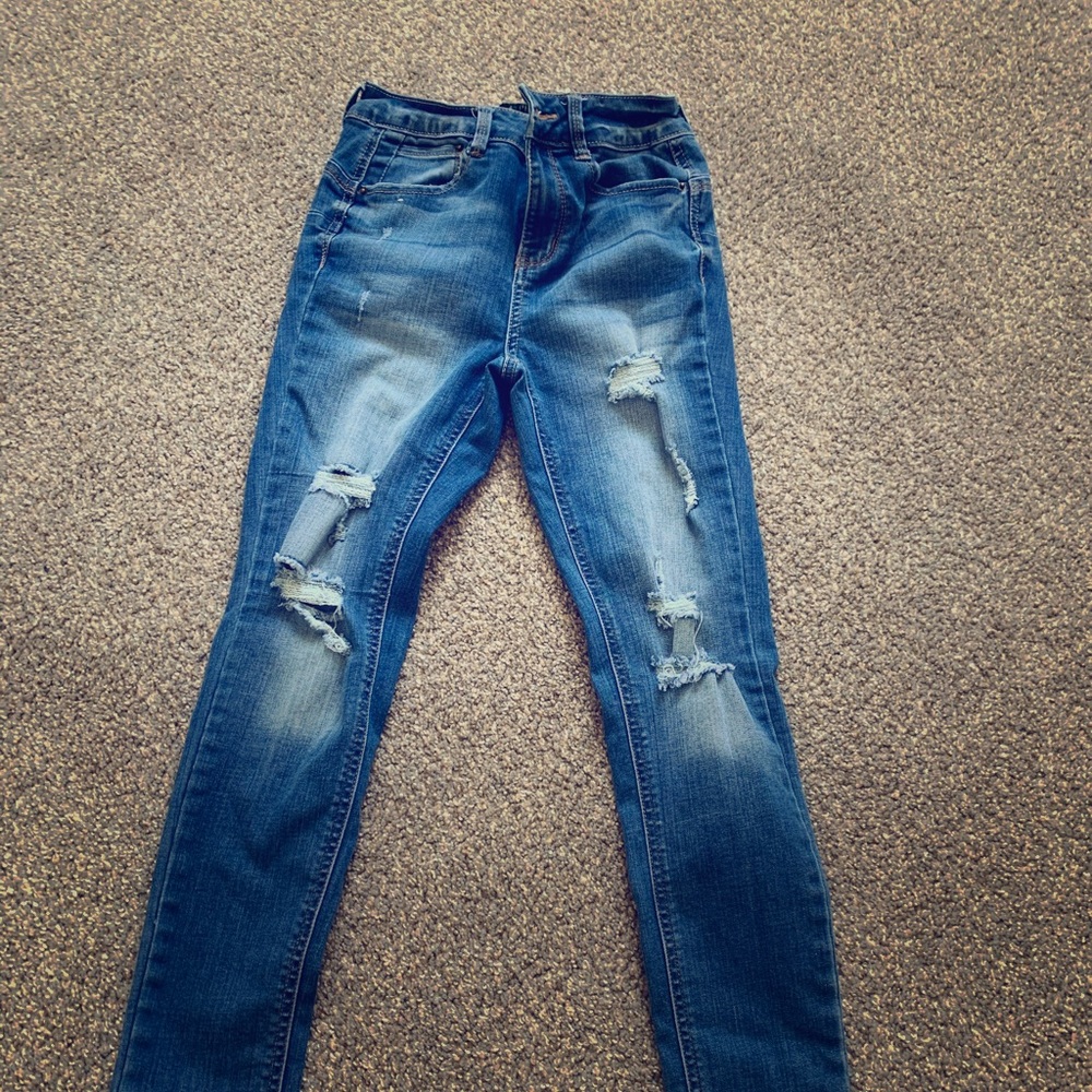 Blue ripped jeans :)